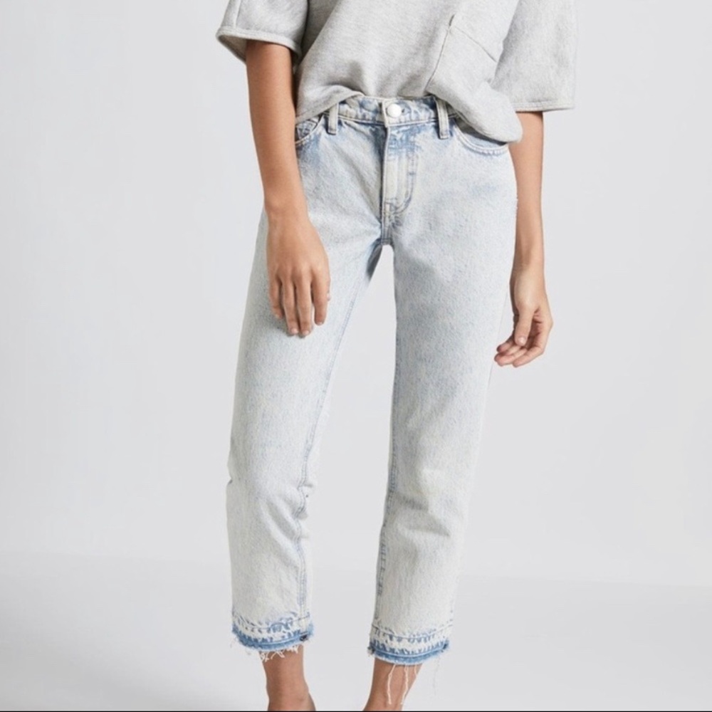 Current/Elliot Acid-Washed Cropped Jeans - Picture 2 of 8
